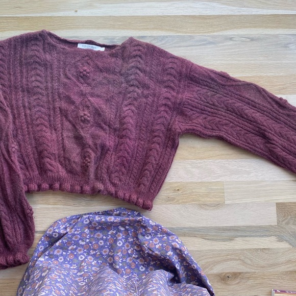 Christy Dawn nica Maroon Cable Knit alpaca Sweater - Picture 1 of 9
